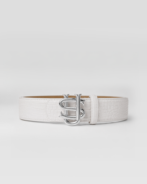 Ceinture SU effet python – Blanc – vue 2
