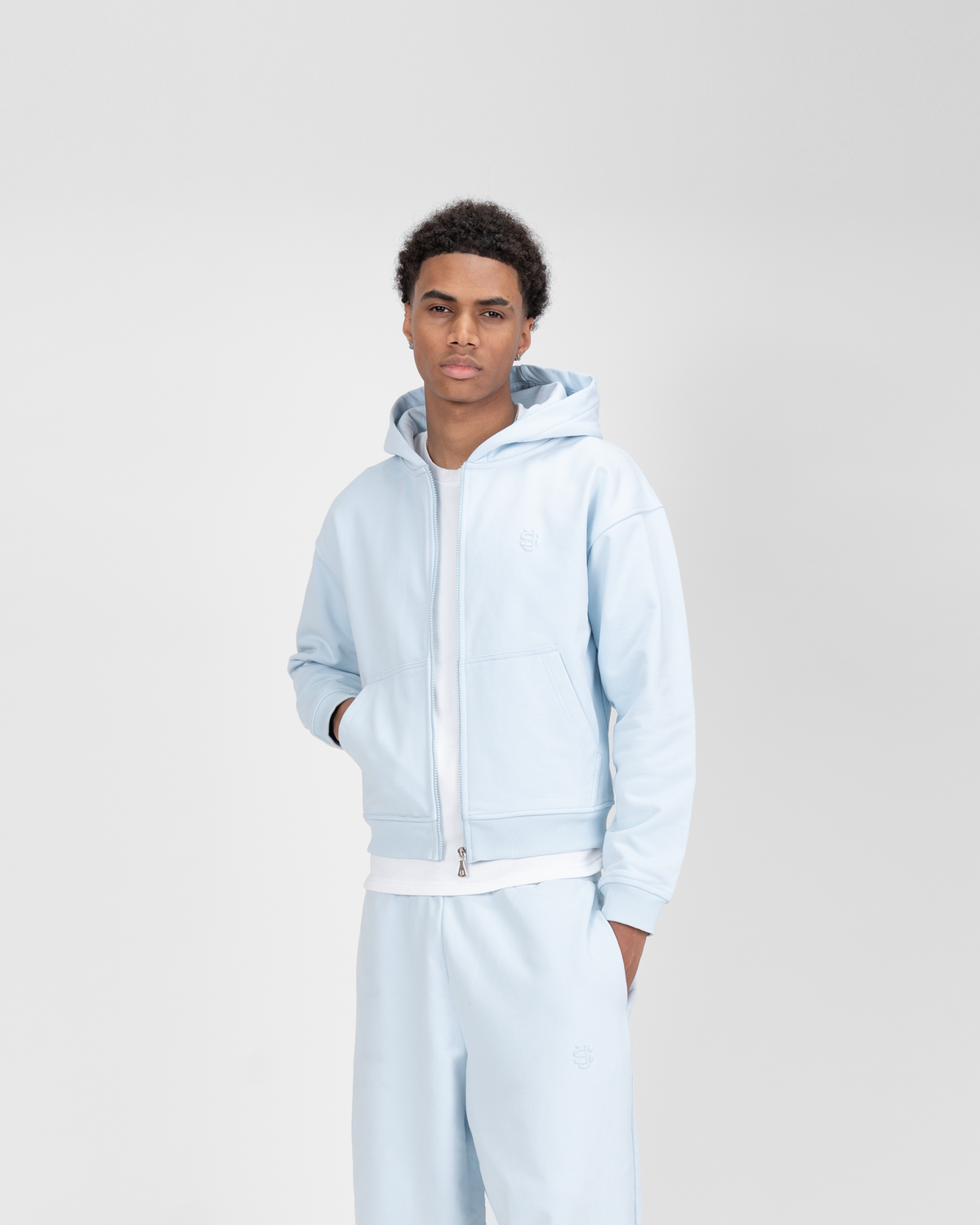 Hoodie zippé SU – Bleu glacier