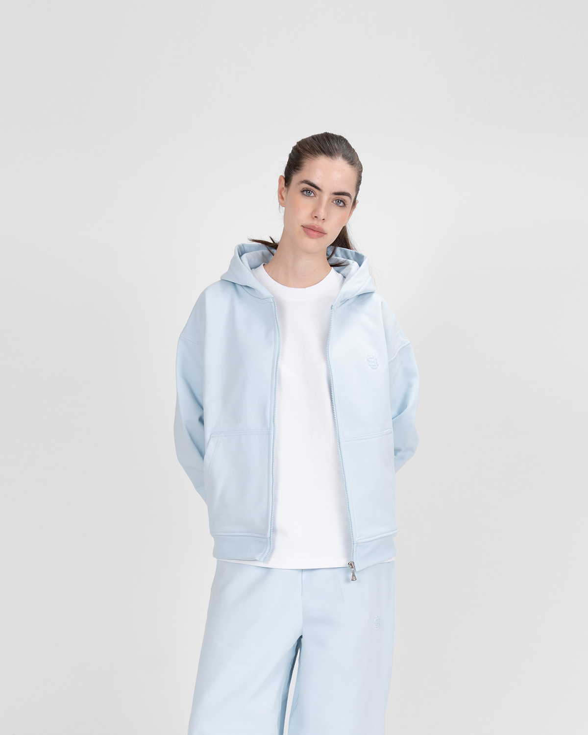 Hoodie zippé SU – Bleu glacier