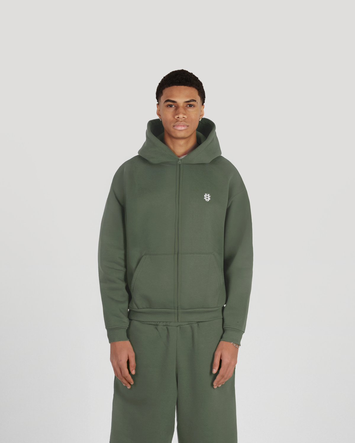 Hoodie zippé Classic – Kaki