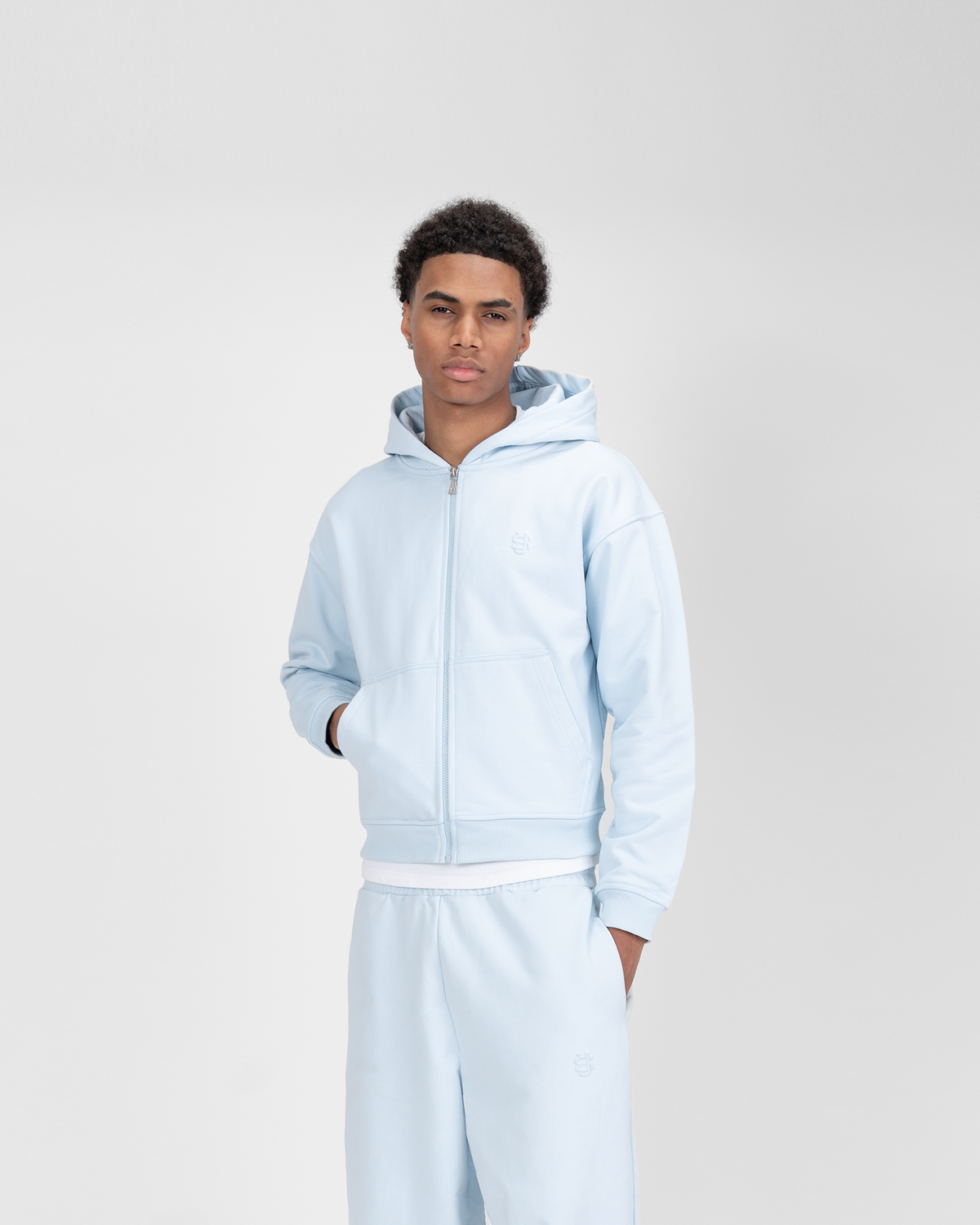 Hoodie zippé SU – Bleu glacier