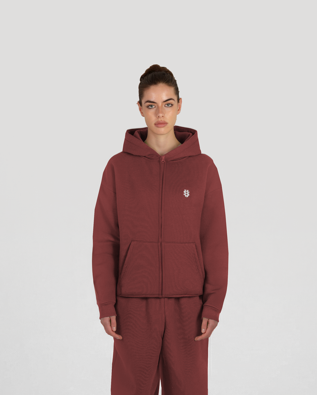 Hoodie zippé Classic – Bordeaux