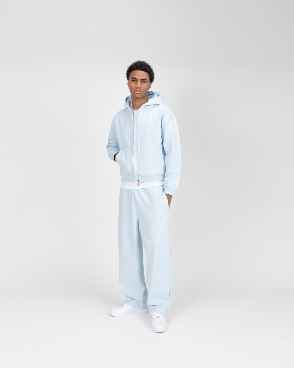 Jogging zippé SU – Bleu glacier
