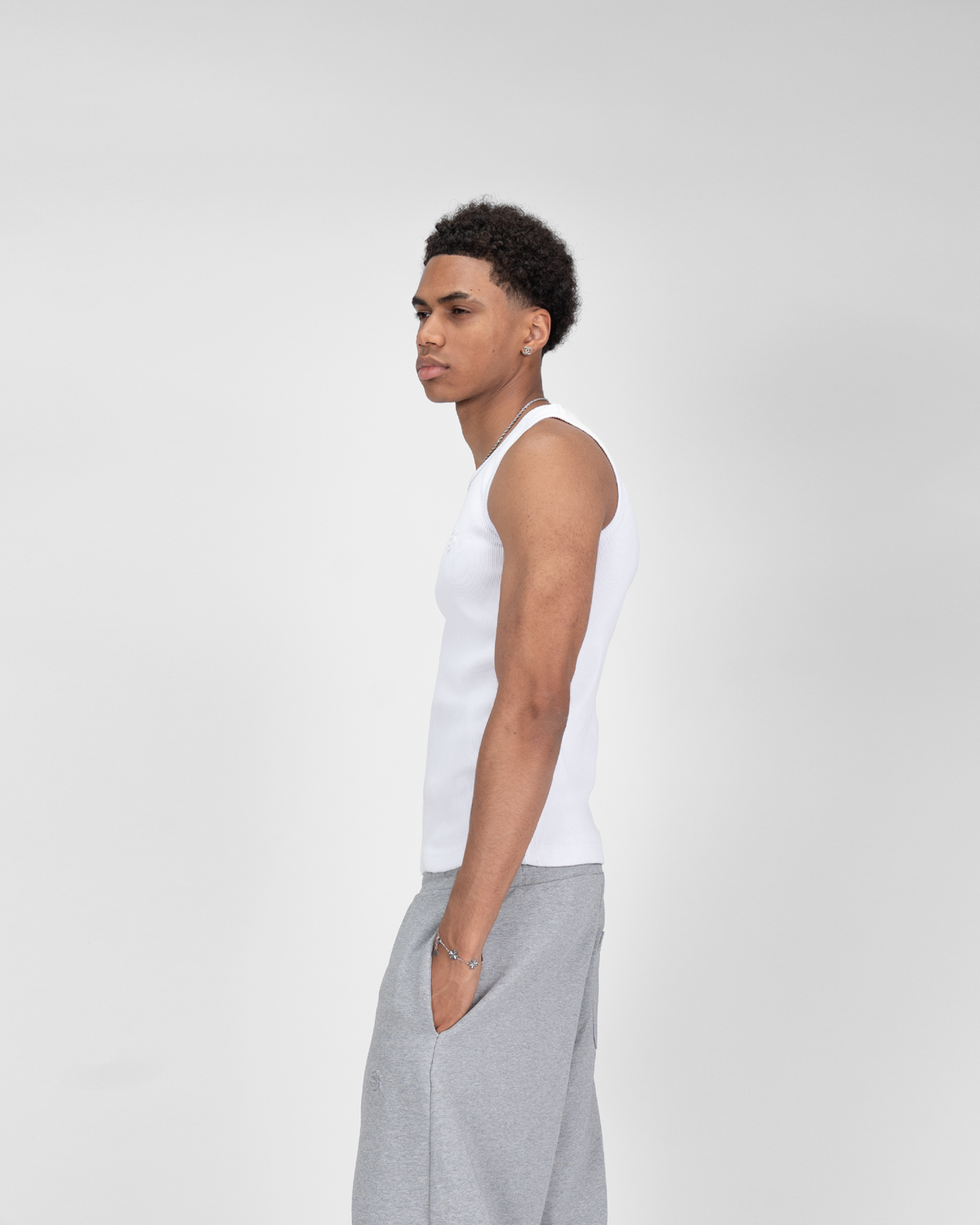 Débardeur côtelé SU – Blanc – vue 2
