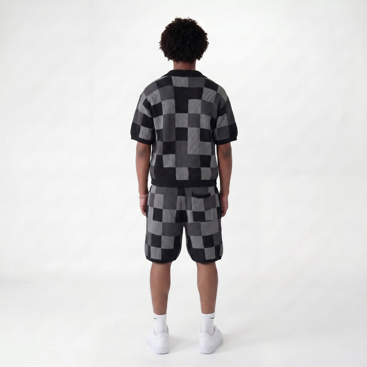 Set Pixel Noir chemise et short en maille COLESICE – vue 3