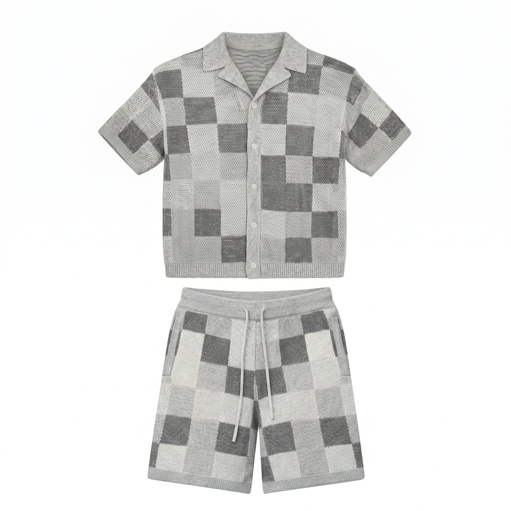 Set Pixel Gris chemise et short en maille COLESICE