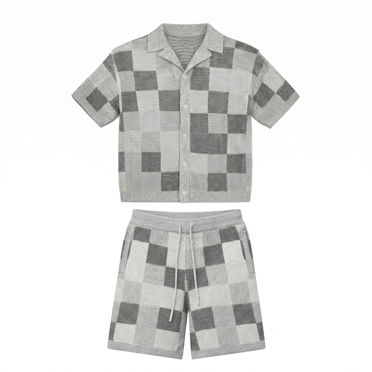 Set Pixel Gris chemise et short en maille COLESICE