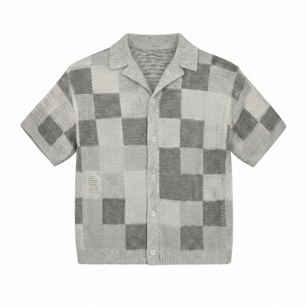 Set Pixel Gris chemise et short en maille COLESICE – vue 4