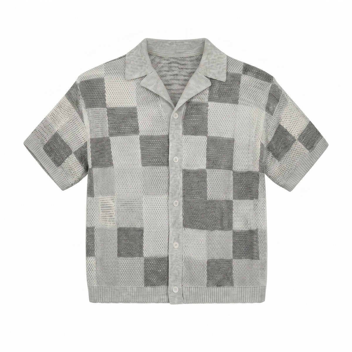 Set Pixel Gris chemise et short en maille COLESICE – vue 4