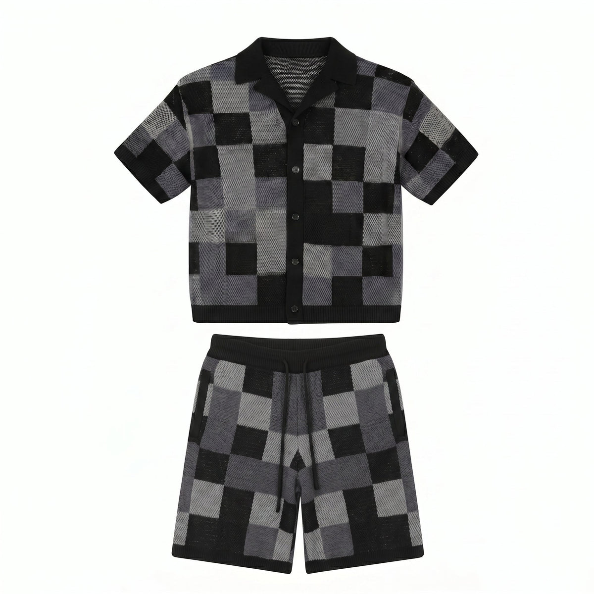 Set Pixel Noir chemise et short en maille COLESICE