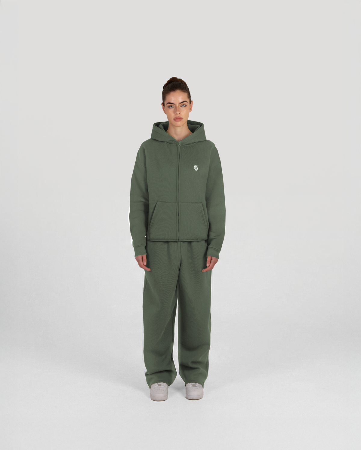 Hoodie zippé Classic – Kaki