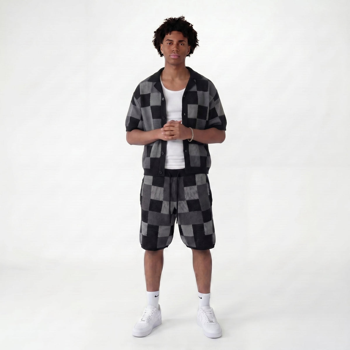 Set Pixel Noir chemise et short en maille COLESICE – vue 2
