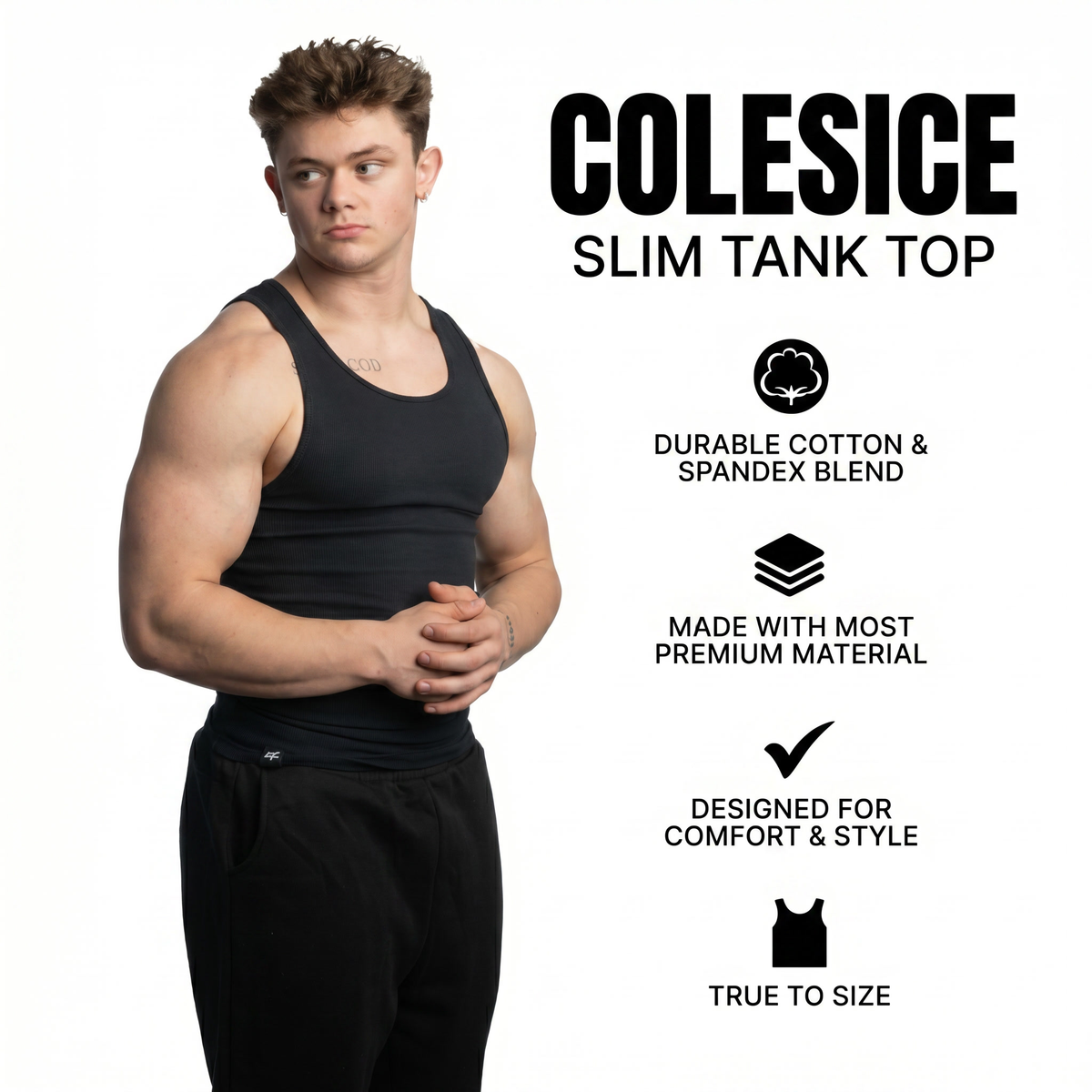 Pack 3 débardeurs Slim Fit COLESICE – vue 5